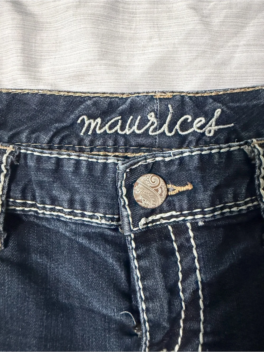 Maurices Dark Blue Flare Jeans with Contrast Stitching